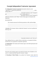 Independent Contractor Agreement Template - Georgia (United States)