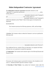 Independent Contractor Agreement Template - Idaho