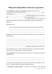 Independent Contractor Agreement Template - Minnesota