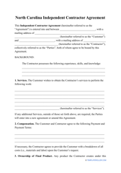Independent Contractor Agreement Template - North Carolina