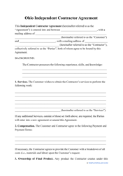 Independent Contractor Agreement Template - Ohio