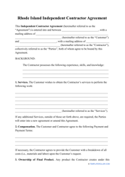 Document preview: Independent Contractor Agreement Template - Rhode Island