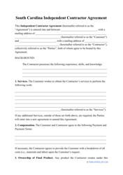 Independent Contractor Agreement Template - South Carolina