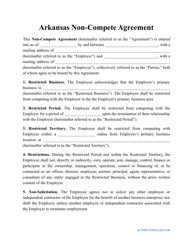 Document preview: Non-compete Agreement Template - Arkansas