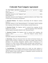Document preview: Non-compete Agreement Template - Colorado