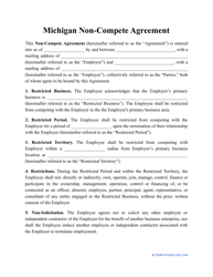 &quot;Non-compete Agreement Template&quot; - Michigan