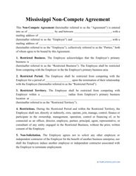 Non-compete Agreement Template - Mississippi