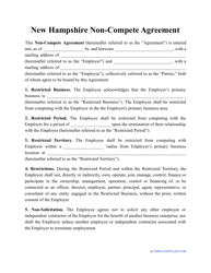 &quot;Non-compete Agreement Template&quot; - New Hampshire