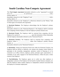 Document preview: Non-compete Agreement Template - South Carolina