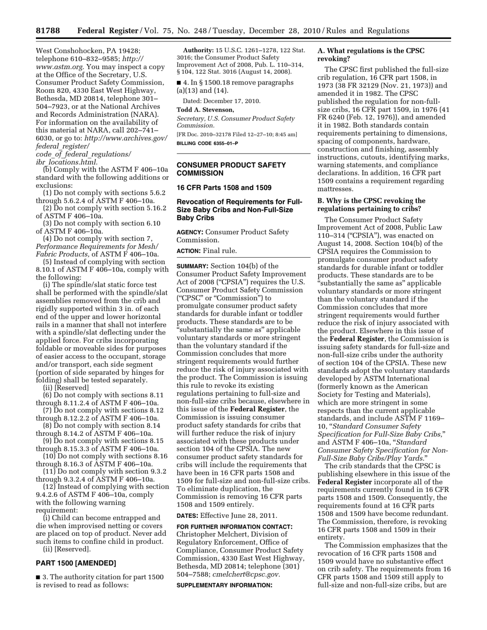 Federal Register Rules and Regulations Part Iii Safety Standards for