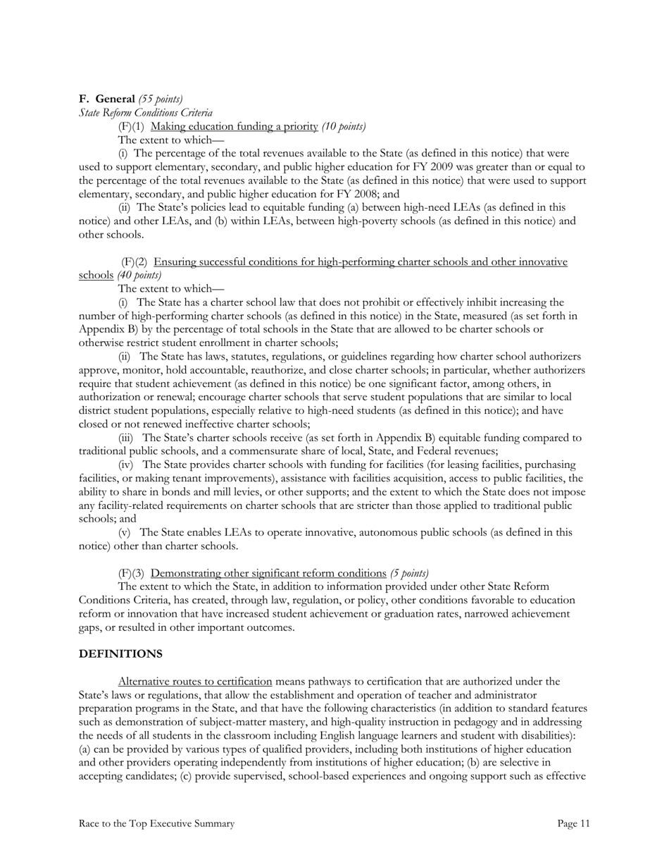 Race to the Top: Executive Summary, Page 11