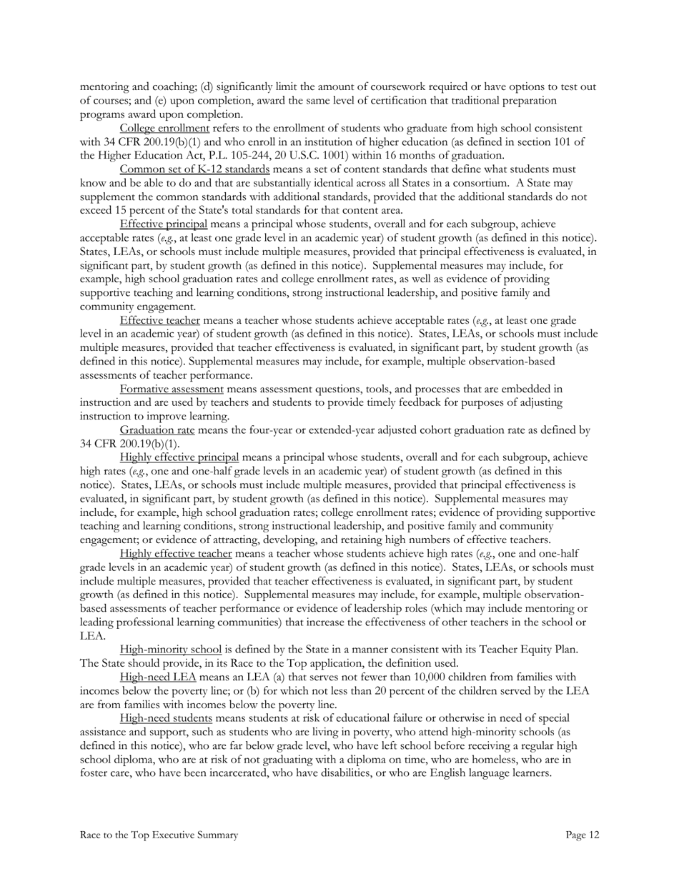 Race to the Top: Executive Summary, Page 12