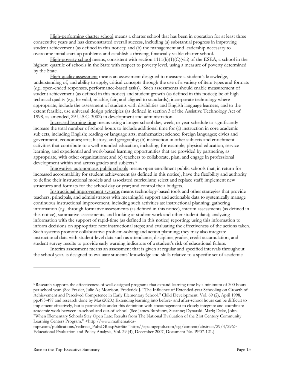 Race to the Top: Executive Summary, Page 13