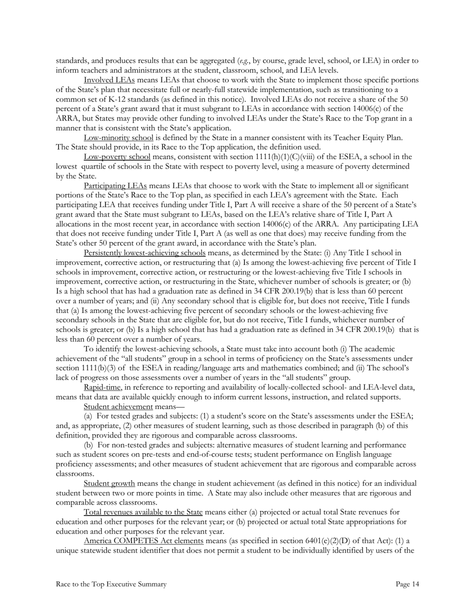 Race to the Top: Executive Summary, Page 14