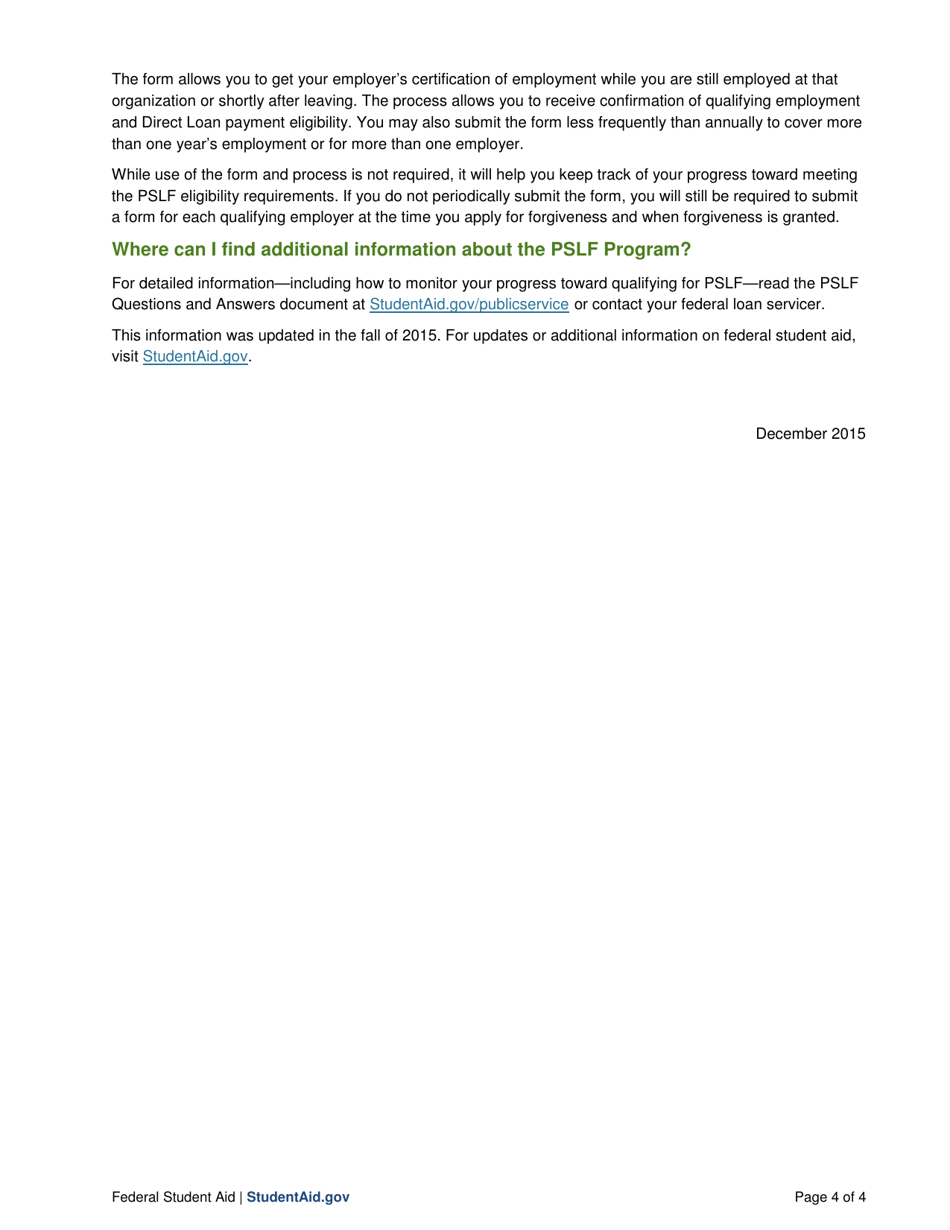 Public Service Loan Forgiveness Program Fact Sheet, Page 4