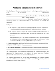 Document preview: Employment Contract Template - Alabama