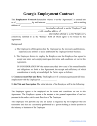 Document preview: Employment Contract Template - Georgia (United States)