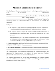 Employment Contract Template - Missouri
