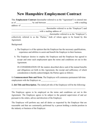 &quot;Employment Contract Template&quot; - New Hampshire