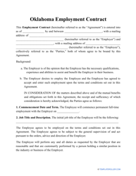 &quot;Employment Contract Template&quot; - Oklahoma