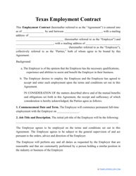 Employment Contract Template - Texas