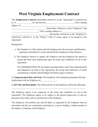 Document preview: Employment Contract Template - West Virginia