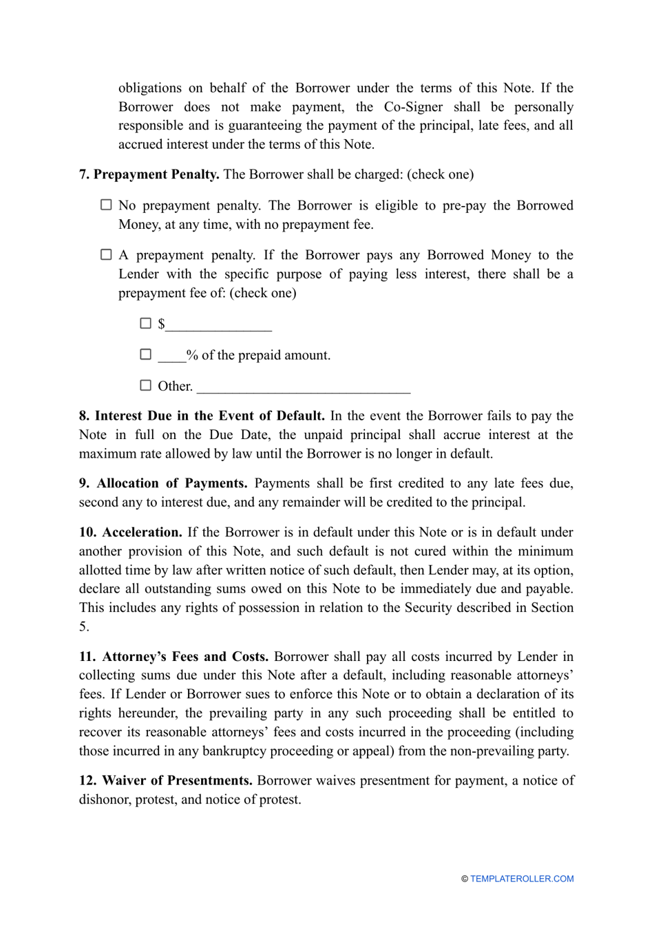 Promissory Note Template - Arkansas, Page 3