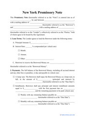 Document preview: Promissory Note Template - New York
