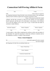 Document preview: Self-proving Affidavit Form - Connecticut