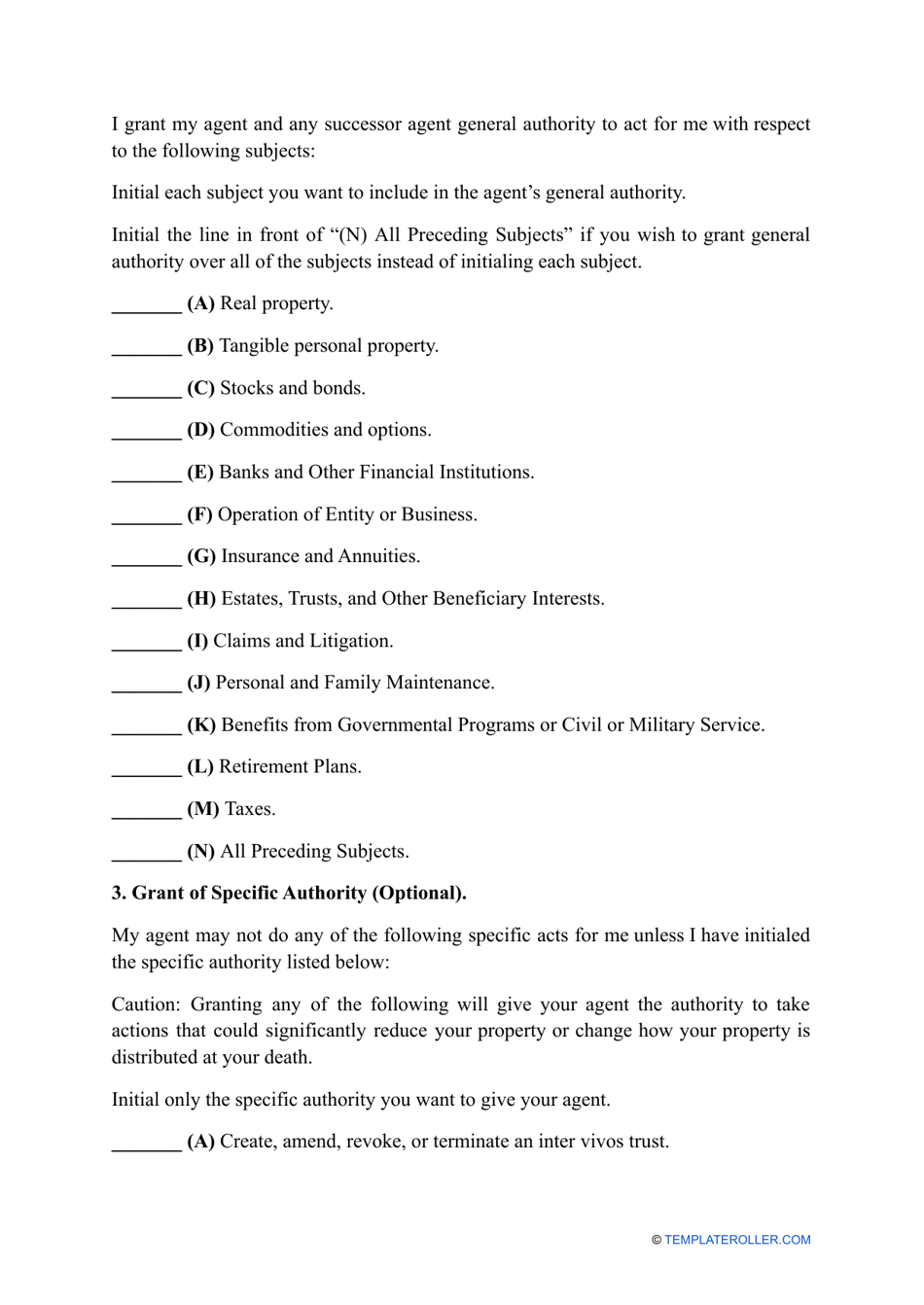Durable Power of Attorney Form - Hawaii, Page 2