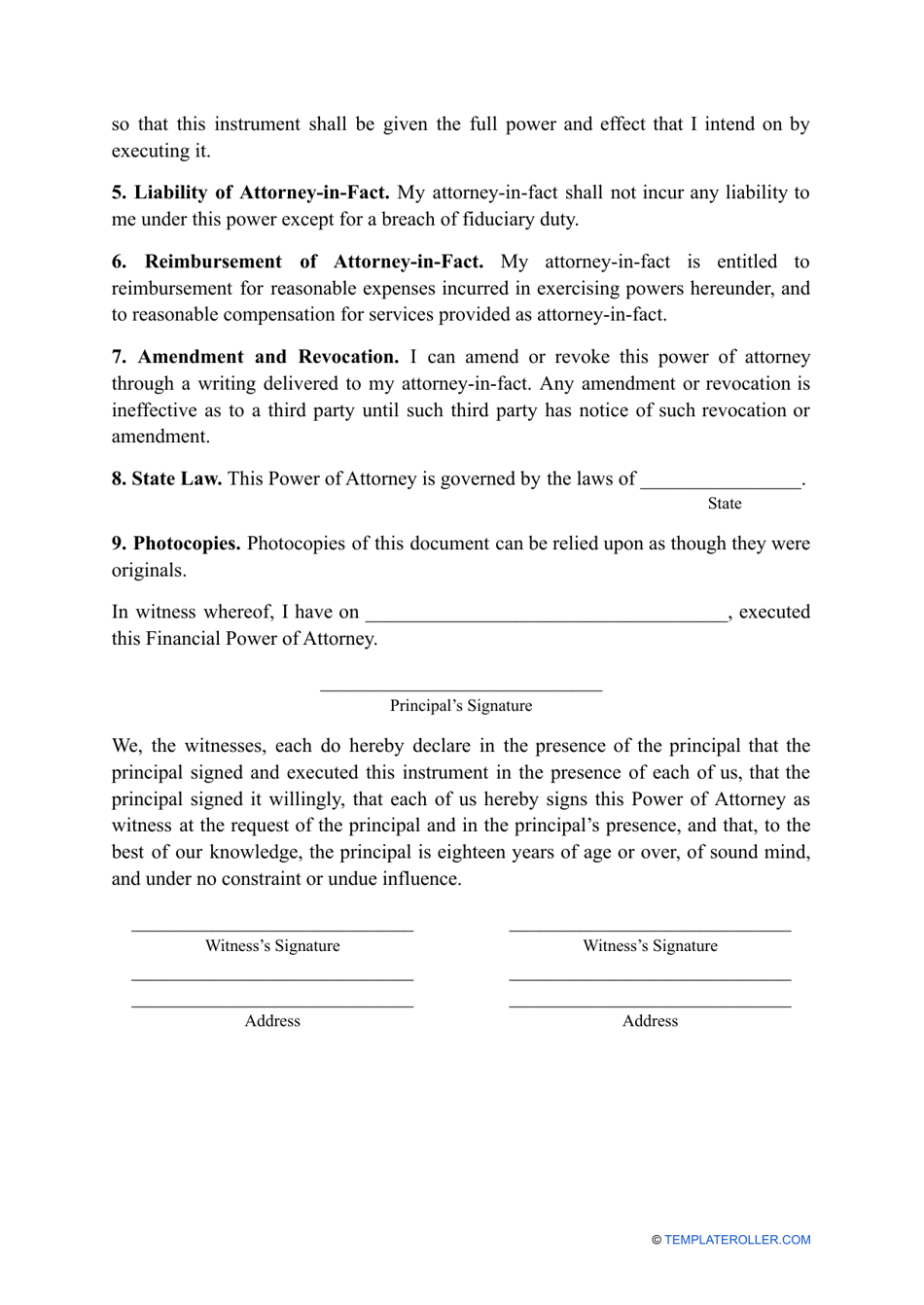 Financial Power of Attorney Form - New York, Page 4