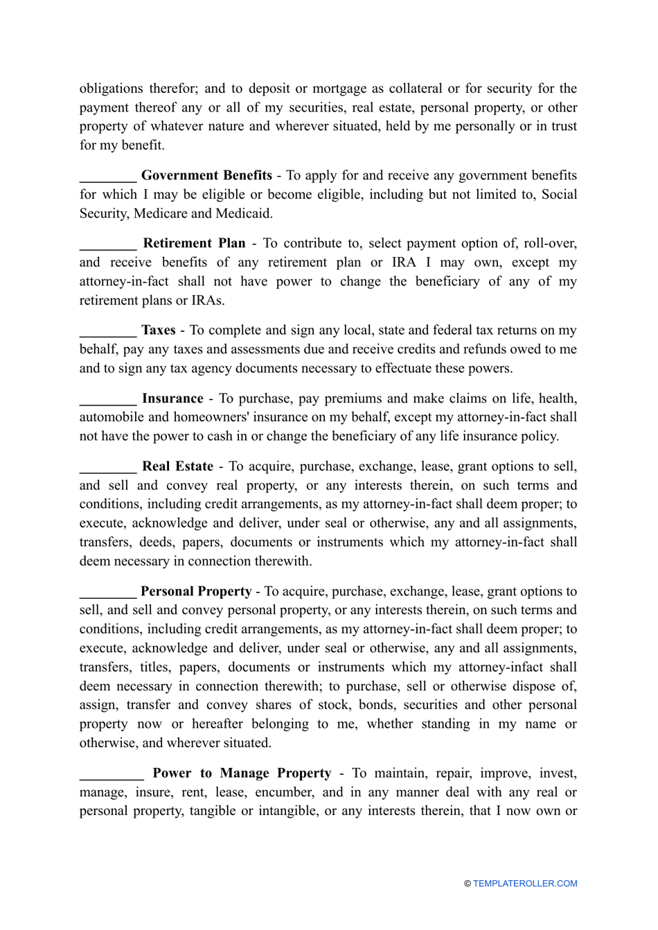 Financial Power of Attorney Form - Ohio, Page 2