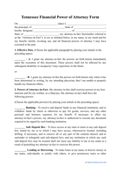 Document preview: Financial Power of Attorney Form - Tennessee