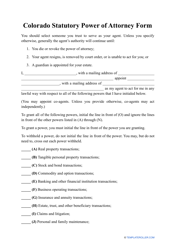 Document preview: Statutory Power of Attorney Form - With Special Instructions - Colorado
