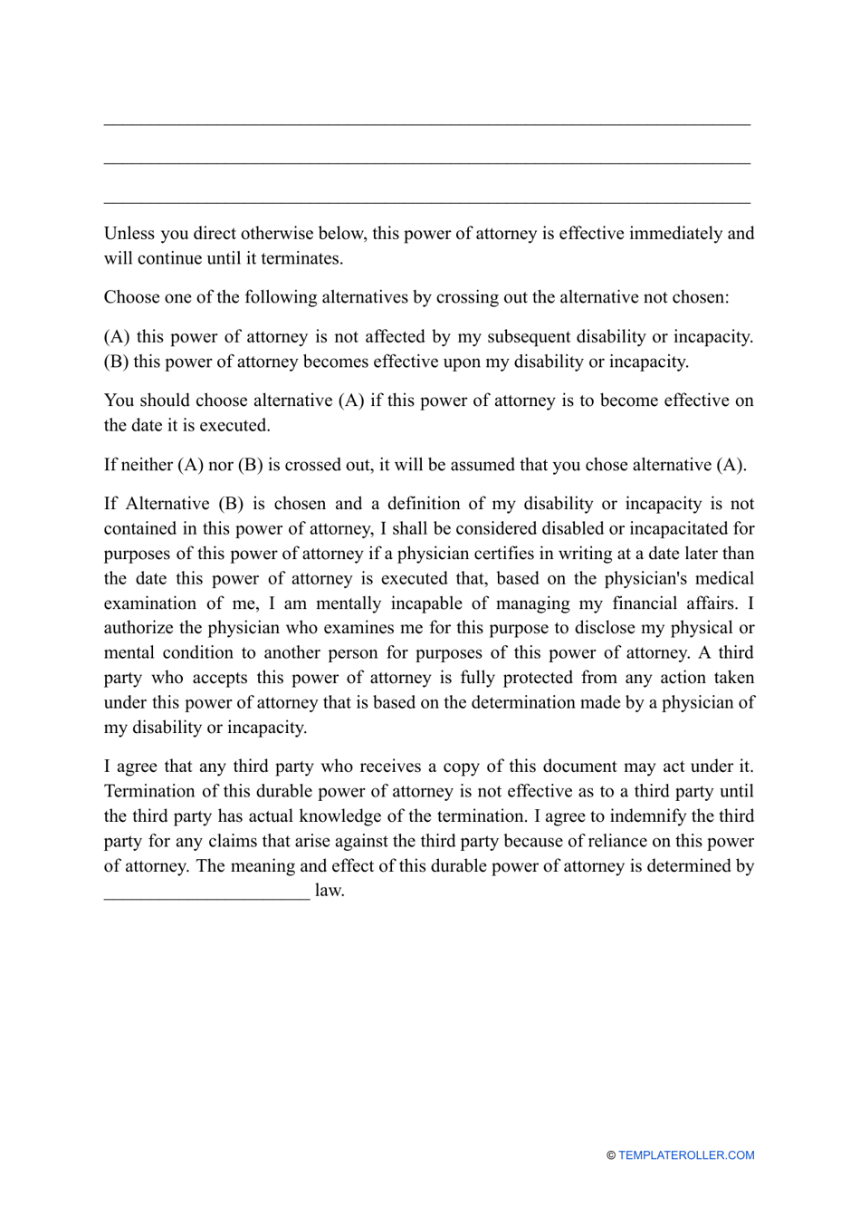 Statutory Power of Attorney Form - With Important Information for Agent - Nevada, Page 3