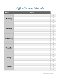 &quot;Office Cleaning Schedule Template&quot;