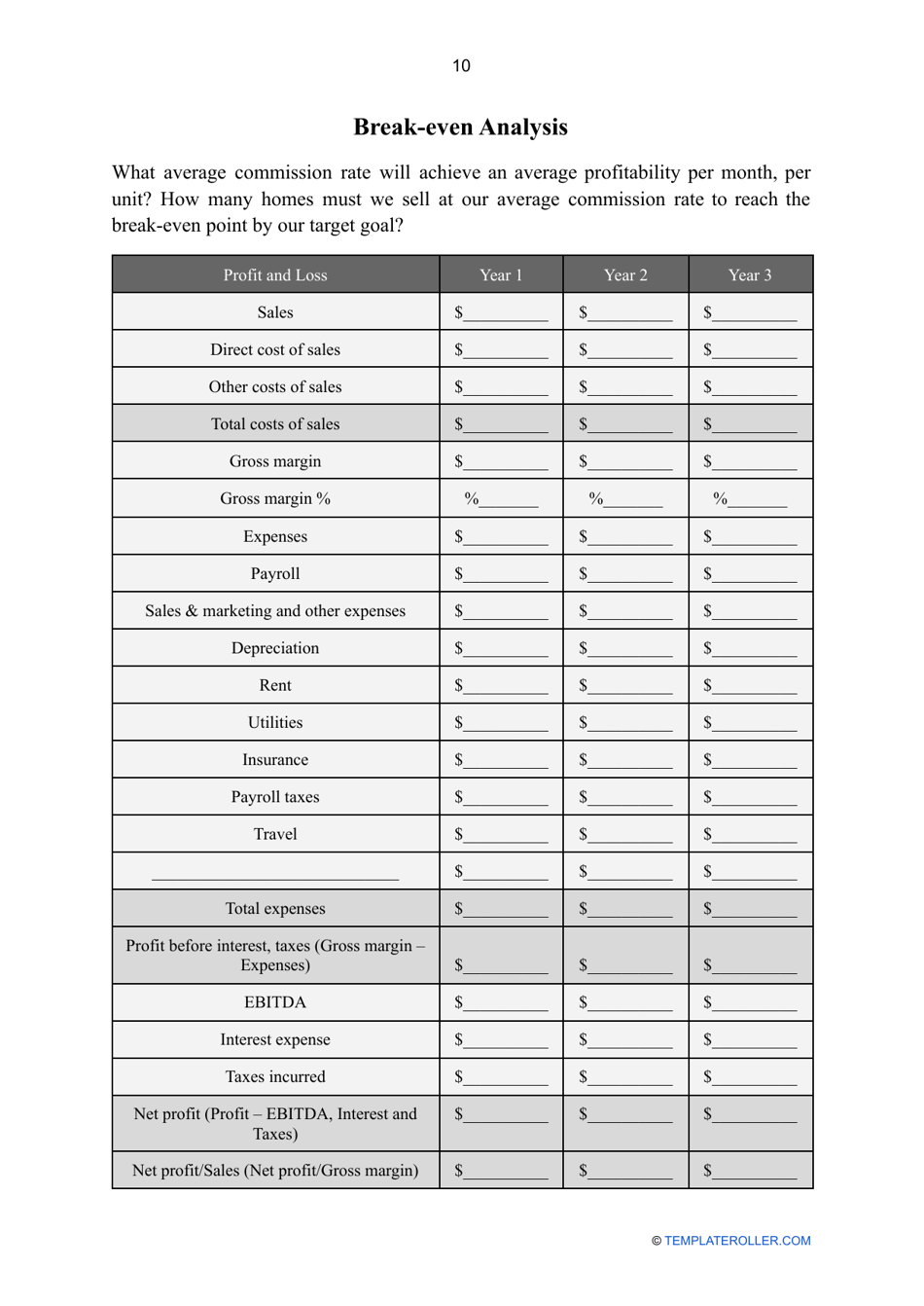 Real Estate Business Plan Template, Page 10