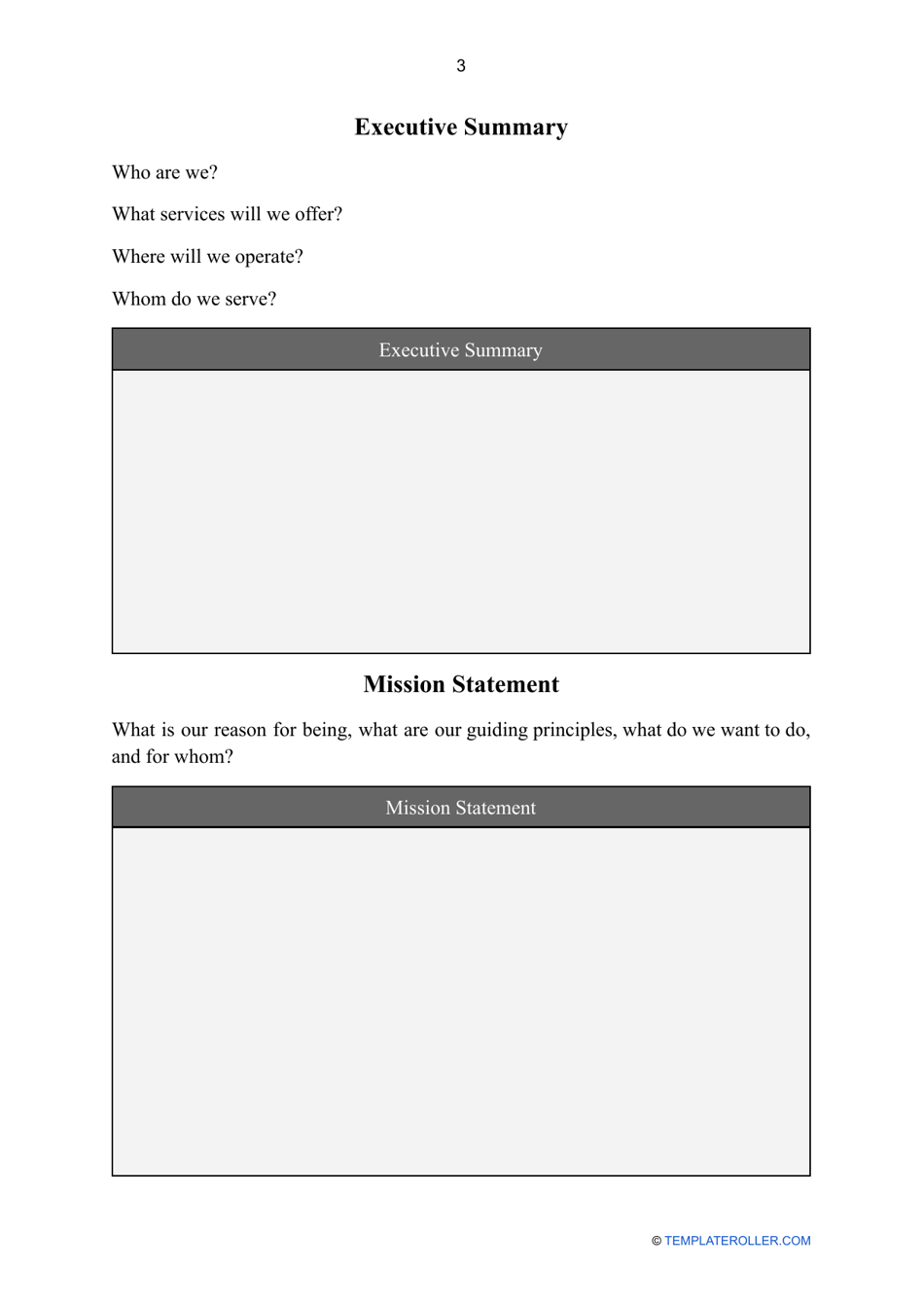 Real Estate Business Plan Template, Page 3