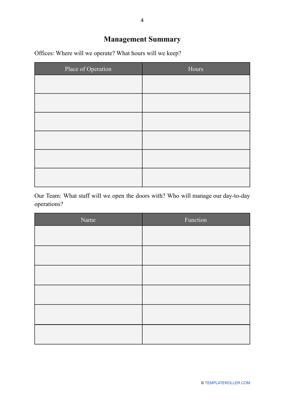 Real Estate Business Plan Template, Page 4