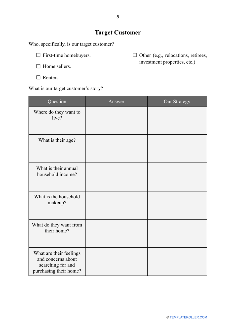Real Estate Business Plan Template, Page 5
