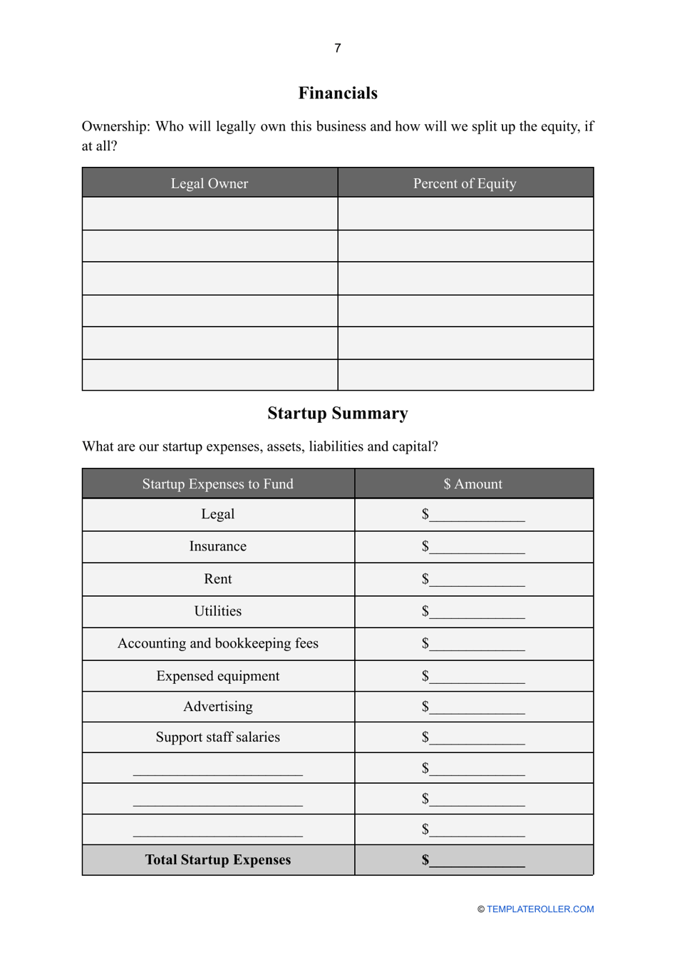 Real Estate Business Plan Template, Page 7