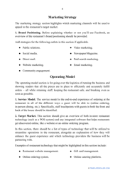 Restaurant Business Plan Template, Page 4