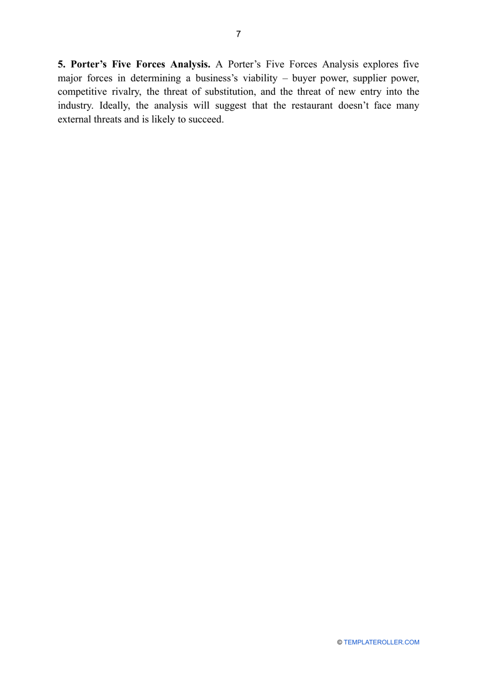 Restaurant Business Plan Template, Page 7