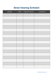 &quot;Street Cleaning Schedule Template&quot;