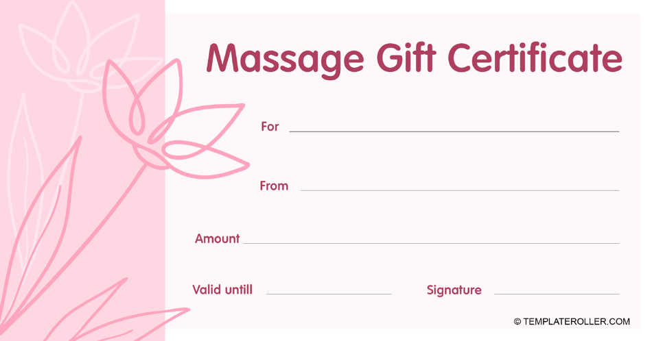 Massage Gift Certificate Template - Pink Download Printable PDF ...