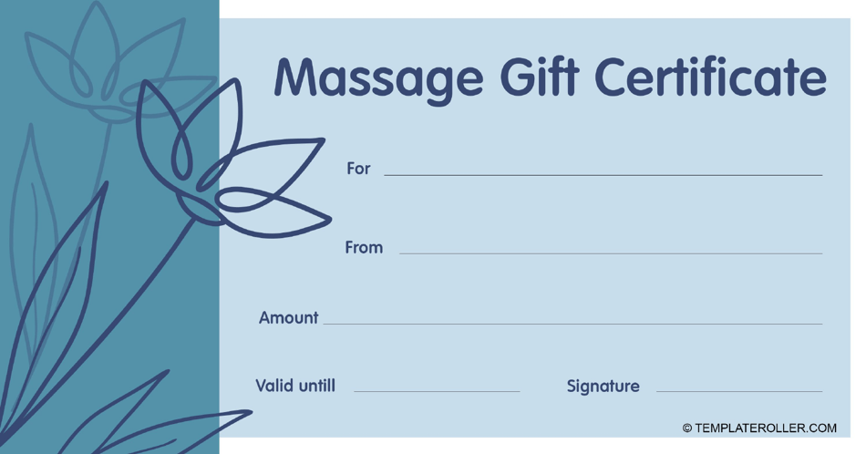 Massage Gift Certificate Template - Blue, Page 1