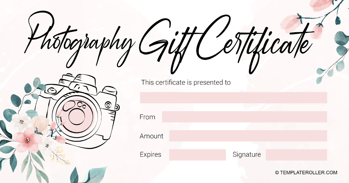 Photography Gift Certificate Template - Beige