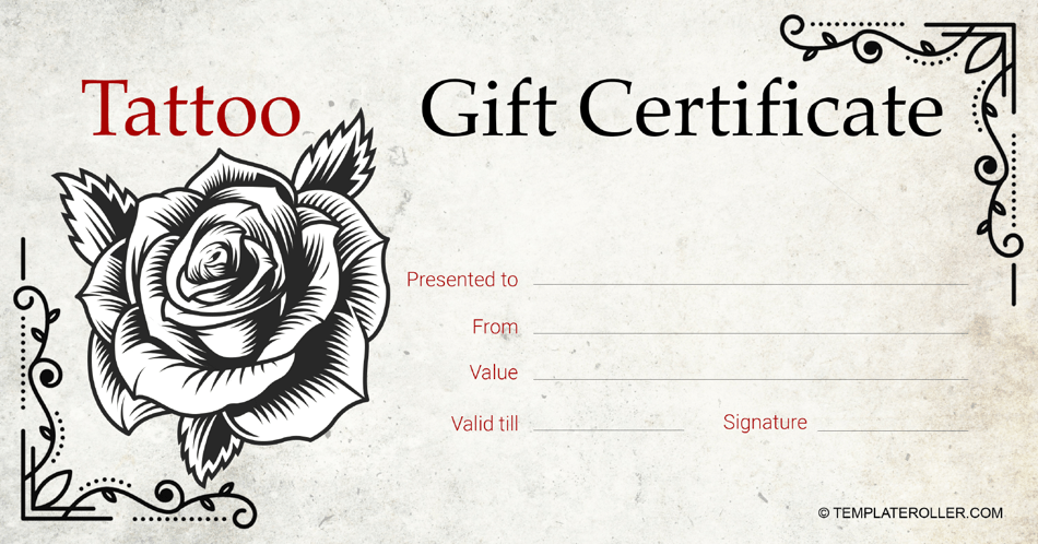 Tattoo Gift Certificate Template - Beige