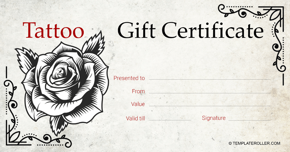 Tattoo Gift Certificate Template - Beige Download Printable PDF ...