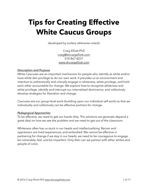 Tips for Creating Effective White Caucus Groups - Craig Elliott